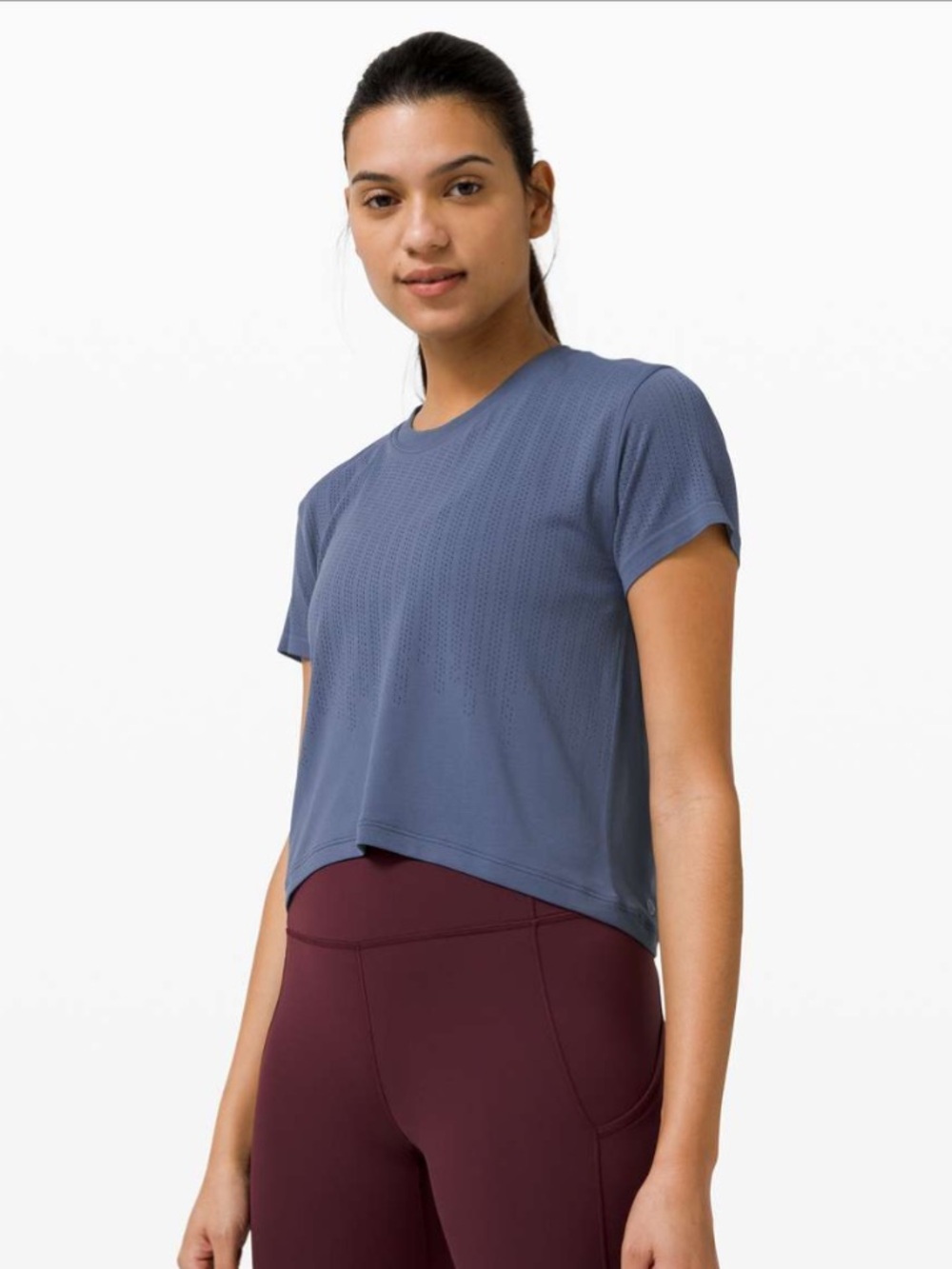 Lululemon Train To Be Short Sleeve Blue Top Large Boxy